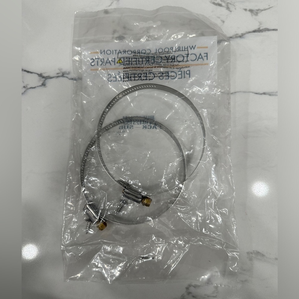Whirlpool dryer W10423180 2 pack hose clamps accessories new - Picture 2 of 2